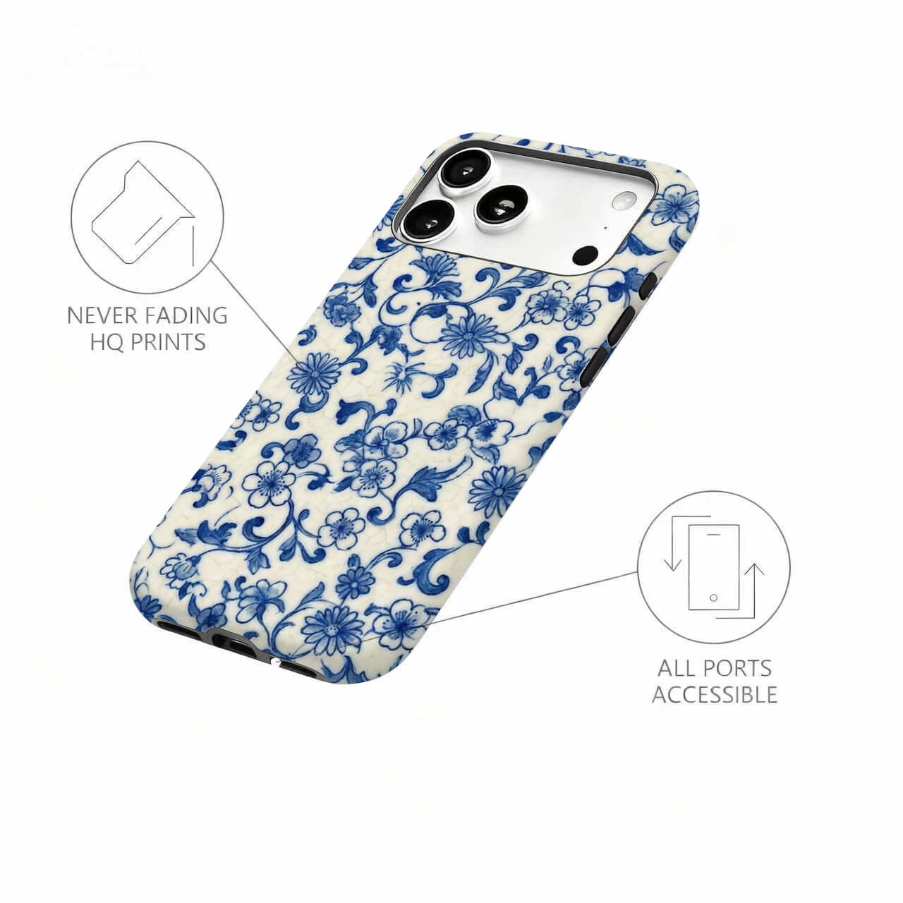 Blue & White Porcelain Print Phone Case