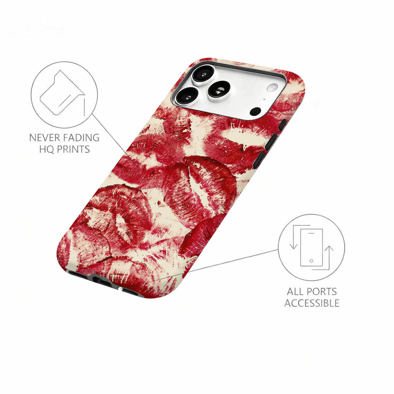 Red Kiss Print iPhone Case